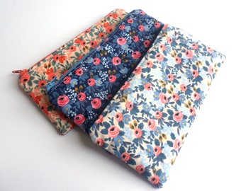 Floral Pencil Pouch, Small Zipper Pouch, Pencil Case, Purse Organizer, Makeup Bag, Rifle Paper Co