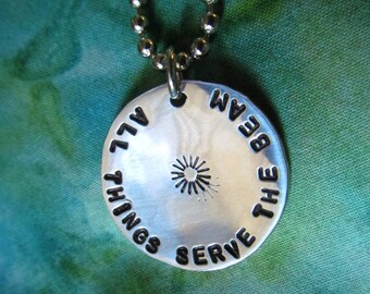 All Things Serve The Beam - Hand Stamped Hammered Necklace Keychain Dark Tower Roland Deschain Tribute