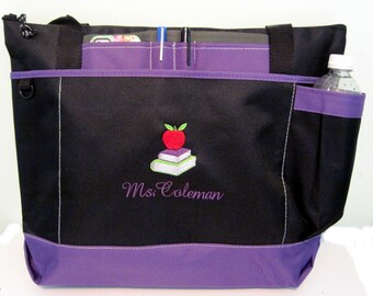 Free Shipping - Personalized Teacher Tote Bag - Apple Books - More Colors - monogrammed