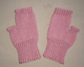 Hand knit Fingerless Gloves - Mauve