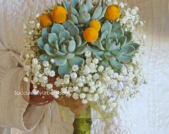 Becca-Triple succulent bouquet and matching head band