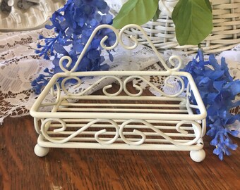White Metal Soap Dish ~ wire