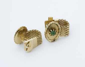 CuffLinks Malachite Wraparound Vintage Gold Tone Antique Dante Oval Wedding Gift for Groom Cufflinks Classic - Aleks Jewelry