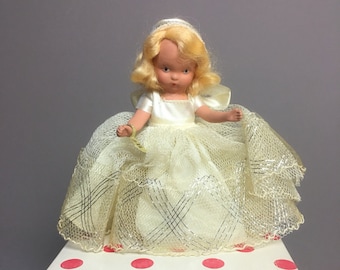 Nancy Ann 1940s Storybook Doll - Bisque Doll "Snow Queen" with Tag Stand and Box - #172 - Wee Doll