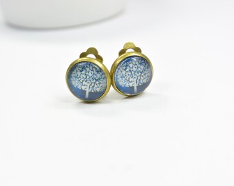 Earclips tree blue