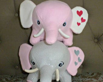 Sale!/Elephant Stuffed Animal/Pink Elephant Toy/Stuffed Elephant/Gray Elephant Stuffed Animal/Ready to Ship/Sale/Jungle Animal/Grey Plushie