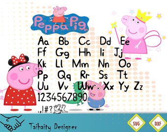 Peppa Pig font svg file/Peppa Pig alphabet svg, dxf/ Printable/ SVG cut file/ Vector/ Digital/ Print/ Instant download
