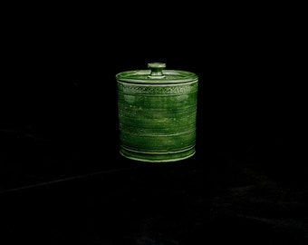Stoneware Lidded Stamped Jar
