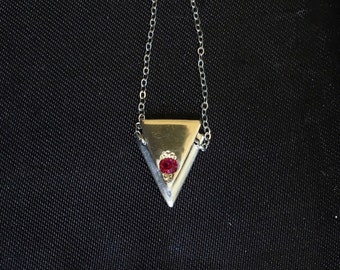 Ruby one 14k gold and silver triangle