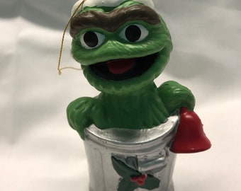 Vintage Sesame Street Oscar The Grouch Christmas Ornament