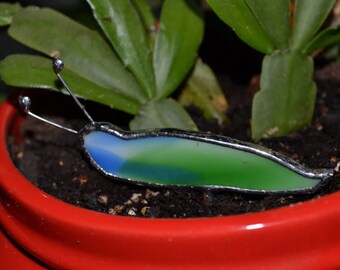 Stained Glass Slug Plant Stake, Garden Miniature, Glass Slug, 12th Man, Seattle Football, Gardeners Gift, Miniature Garden Decor
