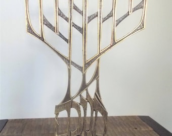 Mid Century Oppenheim Israel 14" Brutalist Style Brass Menorah