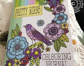 Pretty Birds A5 Colouring Journal, Colouring Notebook, Adult Colouring Book, Colouring Diary