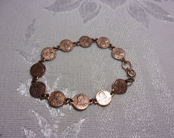 vintage miniature penny, faux coin bracelet