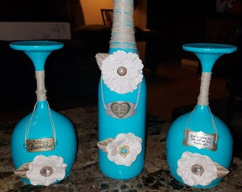 Wine Bottle/Glass Set