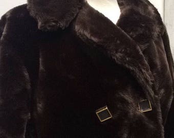 Plush faux fur vegan coat 1960s