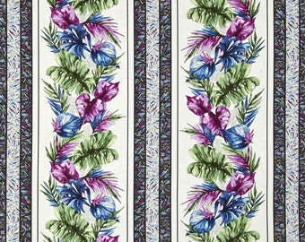Butterfly Forest Stripes, Border Stripe fabric, Leaves fabric, Foliage fabric, by Benartex, 6137-09