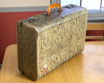 Vintage Koch's Aviation Snake Skin Suitcase, Suitcase Vintage 1920s, Antique Suitcase, 1930s 1940s Luggage, Photo Props, Movie Props