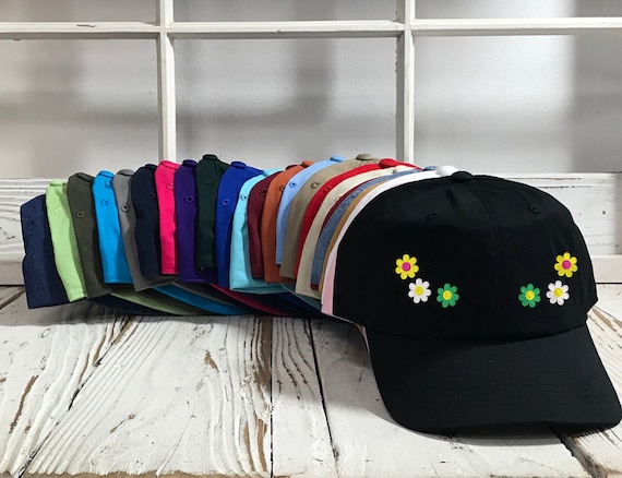 DAISIES Dad Hat, Embroidered Spring Floral Baseball Cap Flower Dad Hat Low Profile Curved Bill Daisy Hats - Multiple Colors