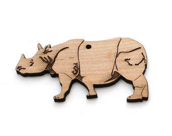 Indian Rhinoceros Ornament- Timber Green Woods. Sustainable Harvest Wood. Made in the USA!