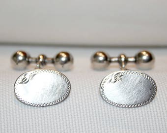 Vintage Sterling Silver Gents Oval Cuifflinks