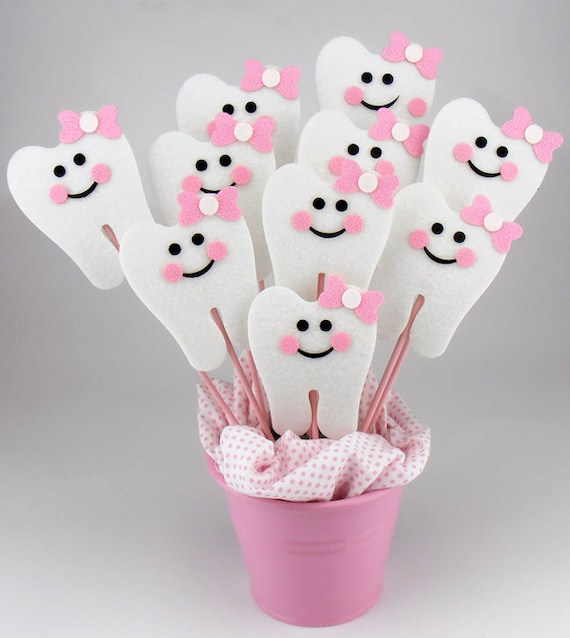 Felt First Tooth Party Centerpieces On a Stick 6pcs