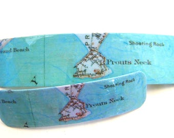 Prouts Neck Maine French Barrette - Mother Daughter gift - Mainemade - with Resin Coat - Scarborough -
