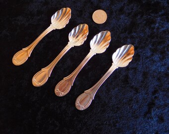 Bellini Silver Plate Demitasse Spoons, Set of Four Shell Shaped, made in Brazil