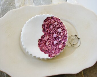 Purple and Gold Lace Ring Dish, Clay Ring Dish, Clay Jewelry Dish, Ring Dish, Catchall Dish, Jewelry Holder