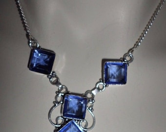 NECKLACE 925 sterling silver and Iolite (CO72) QUARTZ