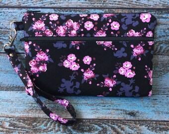 Wristlet; Mickey Mouse Wristlet Wallet; Phone Wallet; Zipper Pouch; iPhone 7 Wristlet; Cell Phone Purse; Phone Case; Wallet with Strap