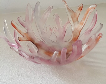 Fused Glass Bowl - Coral