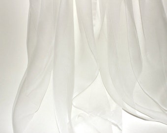 45" WIDE 3mm White Silk Gauze Fabric - Sold by the Yard - Sheer Chiffon Silk - for Nuno Felting Pure White Chiffon