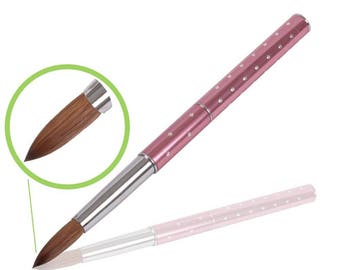 1Pc Tool for Nail Art Acrylic Brush Metal Handle with Diamond Kolinsky Hair 8#