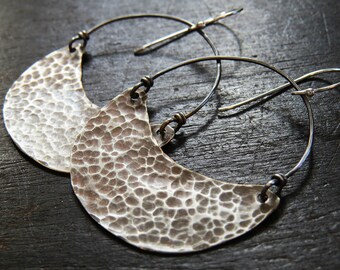 Medium Crescent Earrings - Silver