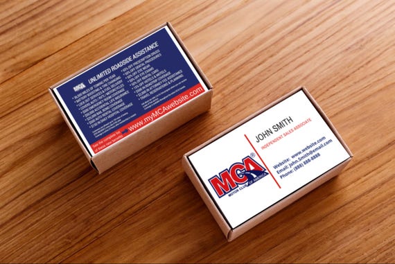 NEW MCA Business Cards Motor Club Of America Business Card