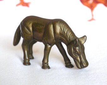 Vintage brass horse...small brass horse figurine...brass horse statue.