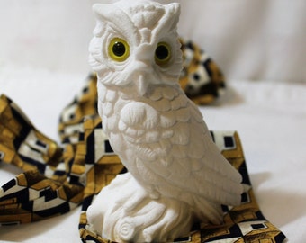 White Snowy Owl Sandstone Figurine