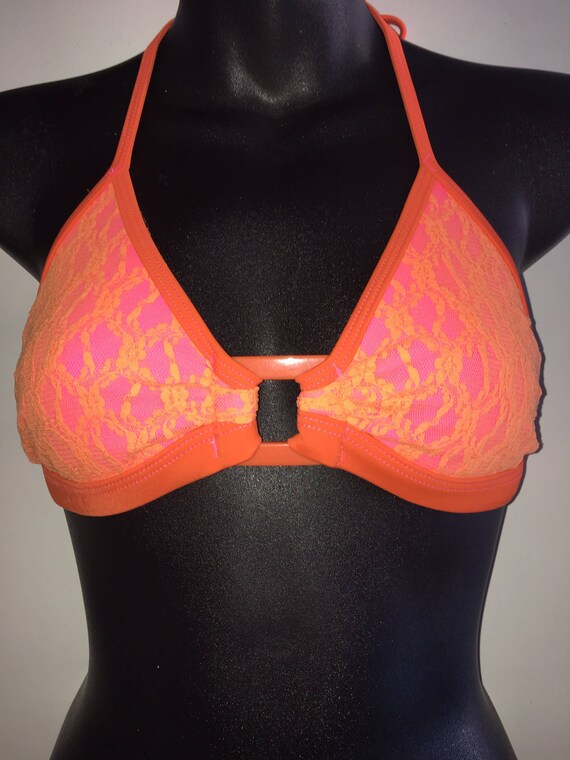 35%OFFSALE *** MissManeater VANDALIZE buckle front fixed thick bind triangle boutique bikini top *** MAX coverage!