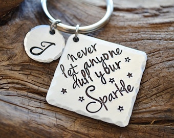 Personalized Keychain - Never Let Anyone Dull Your Sparkle - Gifts for Her - Graduation Gift - Personalized Keychains by Pink Lemon Design