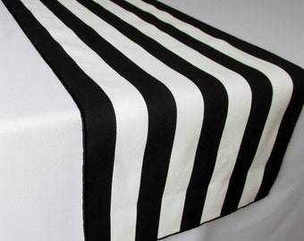 Black and White Striped Table Runner Wedding Table Runner - black edge - Select A Size - ON SALE