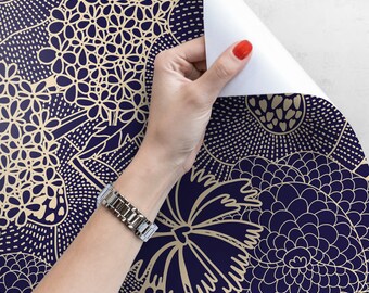 Vintage, Vibrant, Nursery wallpaper, Navy Blue pattern, Reusable, Removable, Self adhesive, Kids wallpaper #34