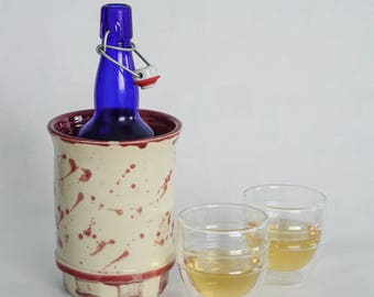 Ceramic Wine Chiller - Kitchen utensil holder - Pottery container - Red ceramics