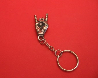 Rock On Pewter Keyring Rock Music Gift Heavy Metal Gift Musician Teacher Rock Band Music Gift