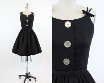 50s Cotton Sun Dress XS / 1950s Vintage Full Skirt Pique / Amaryllis Dress