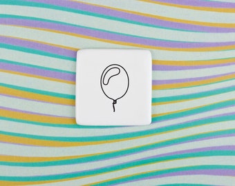 Ceramic Brooch with Balloon, Porcelain Badge with Balloon, Ceramic Jewellery