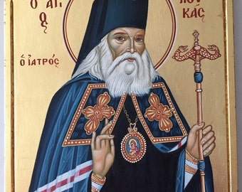 Saint Loukas Iconography Handcrafted Wood