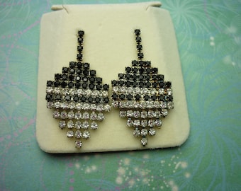 Vintage Crystal Earrings - Jet Black Crystals