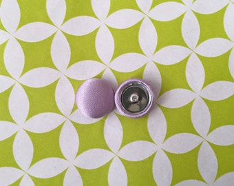Button Earrings / Fabric Covered / Lilac Purple / Wholesale Jewelry / Gift Ideas / Bulk Discount / Wedding / Bridesmaid Favors