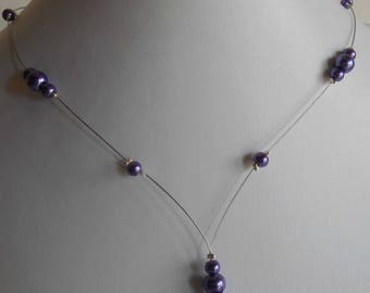 Wedding necklace cascade purple beads